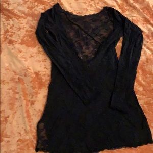 Victoria secret sheer lace long sleeve blouse